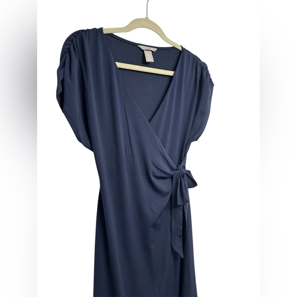 H&M Wrap Dress | Blue Tie-Waist | Women’s Size Small - Picture 2 of 8
